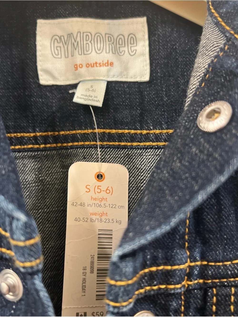 GYMBOREE Kids Denim Jacket - Dark Blue 5/6 NWT